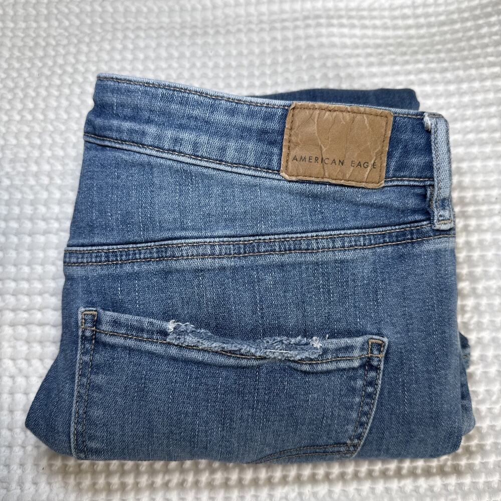 American Eagle Super High Rise Flare Jeans Womens Sz 12 Tall Medium Blue EUC - Picture 12 of 12